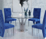 Paxton Modern Round Glass & Stainless Steel Dining Table