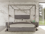 Arlene Modern Grey Elm & Stainless Steel Canopy Bed
