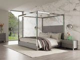 Arlene Modern Grey Elm & Stainless Steel Canopy Bed
