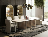 Bounty Modern White Ceramic + Antique Brass Dining Table