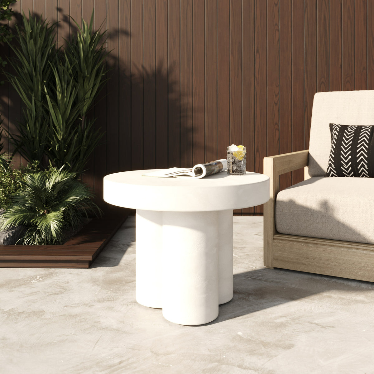 Bruni Modern White Concrete End Table