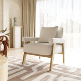 Cynthia Modern White Fabric + Wood Accent Chair