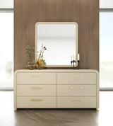 Florence Modern Beige Leatherette + Gold Dresser