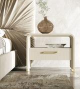 Florence Modern Beige Velvet + Leatherette Bedroom Set