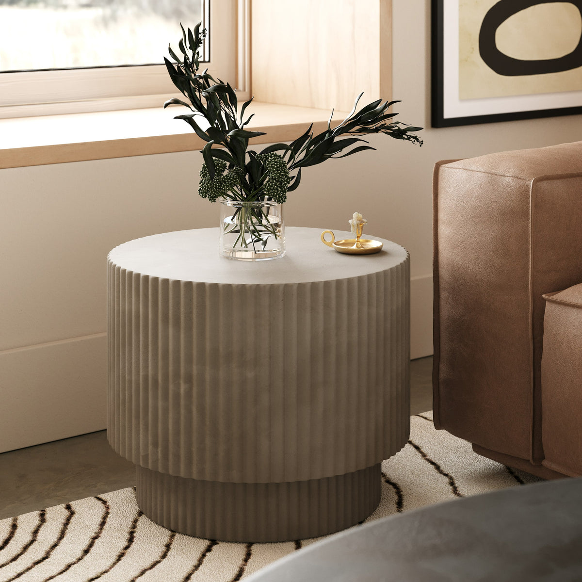 Gruver Modern Grey Concrete End Table