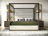 Manhattan Contemporary Canopy Brown Oak Bedroom Set
