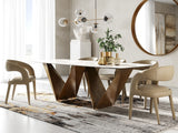 Melanie Modern White Ceramic & Brushed Brown Dining Table