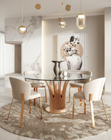 Paxton Modern Round Glass & Rosegold Dining Table