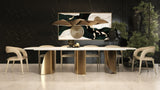 Reynold Glam Faux Marble + Gold Stainless Steel Dining Table