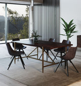 Shane Modern Acacia & Brass Dining Table