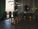 Token Modern Smoked Grey Glass and Rosegold Dining Table