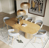 Truman Mid-Century Modern Natural Oak Extendable Dining Table + 6 Chairs Set