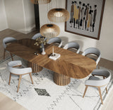 Truman Mid-Century Modern Walnut Extendable Dining Table + 8 Chairs Set