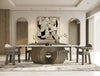 Moorgate Modern Travertine Ceramic + Bronze Dining Table