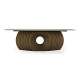 Moorgate Modern Travertine Ceramic + Bronze Dining Table
