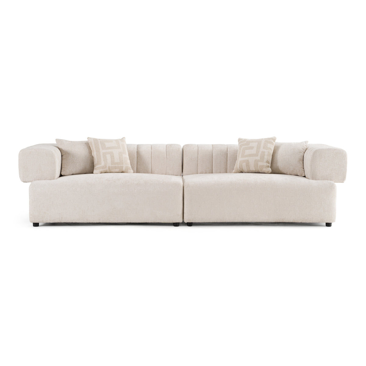 Moreno Modern Ivory Beige Fabric 4-Seater Sofa