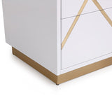 Nixa Modern White + Gold Bed + Nightstands