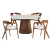 Nancy Mid-Century Modern White Marble + Walnut Round Dining Table