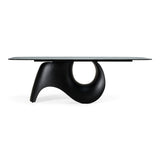 Neptune Modern Grey Wave Glass + Black Dining Table