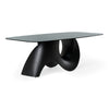 Neptune Modern Grey Wave Glass + Black Dining Table