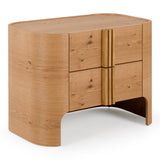 Newhart Modern Beige Fabric + Natural Oak 4-Piece Bedroom Set