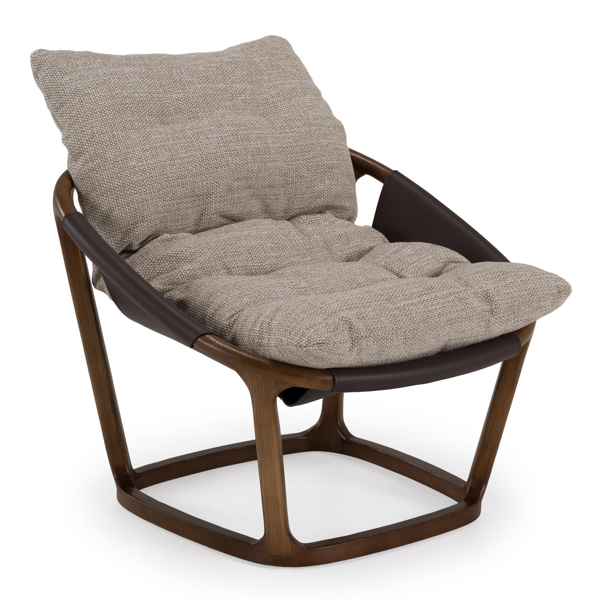 Newman Modern Beige Fabric + Dark Brown Faux Leather + Ash Accent Chair