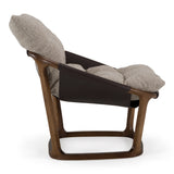 Newman Modern Beige Fabric + Dark Brown Faux Leather + Ash Accent Chair