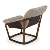 Newman Modern Beige Fabric + Dark Brown Faux Leather + Ash Accent Chair