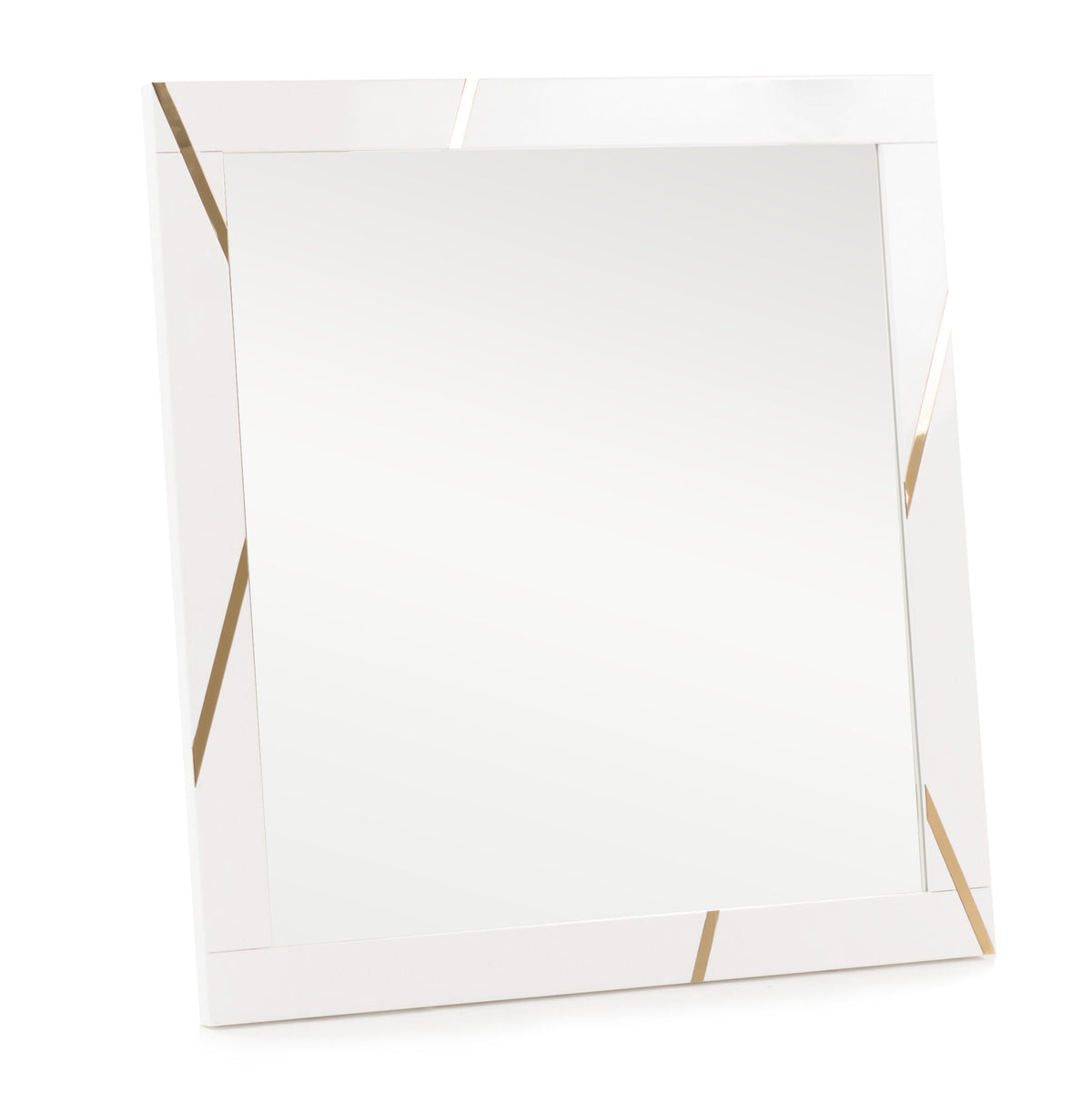Nixa Modern White & Gold Mirror