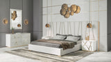 Nixa Modern White + Gold Bedroom Set