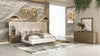 Queen Nixa Modern Beige Velvet + Brushed Bronze + Birch 4-Piece Bedroom Set