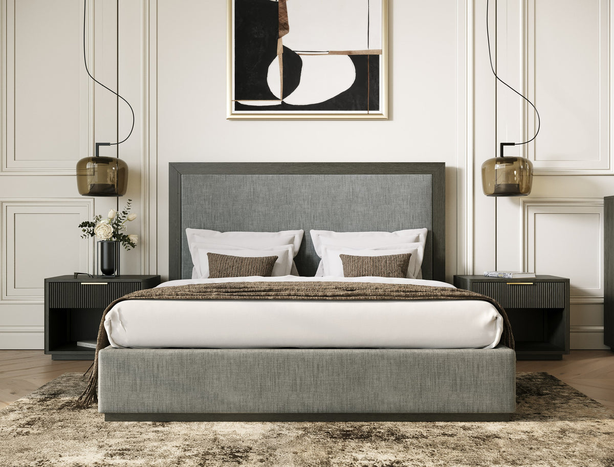 Santa Barbara + Santa Monica Modern Grey Fabric + Grey Wash Bedroom Set