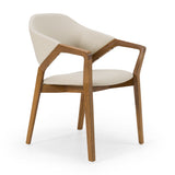 Ocasio Mid-Century Modern Cream Vegan Leather + Walnut Dining Chair