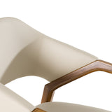 Ocasio Mid-Century Modern Cream Vegan Leather + Walnut Dining Chair