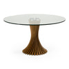 Ocasio Modern Glass + Walnut Round Dining Table
