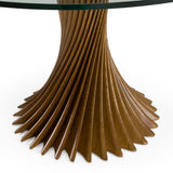 Ocasio Modern Glass + Walnut Round Dining Table