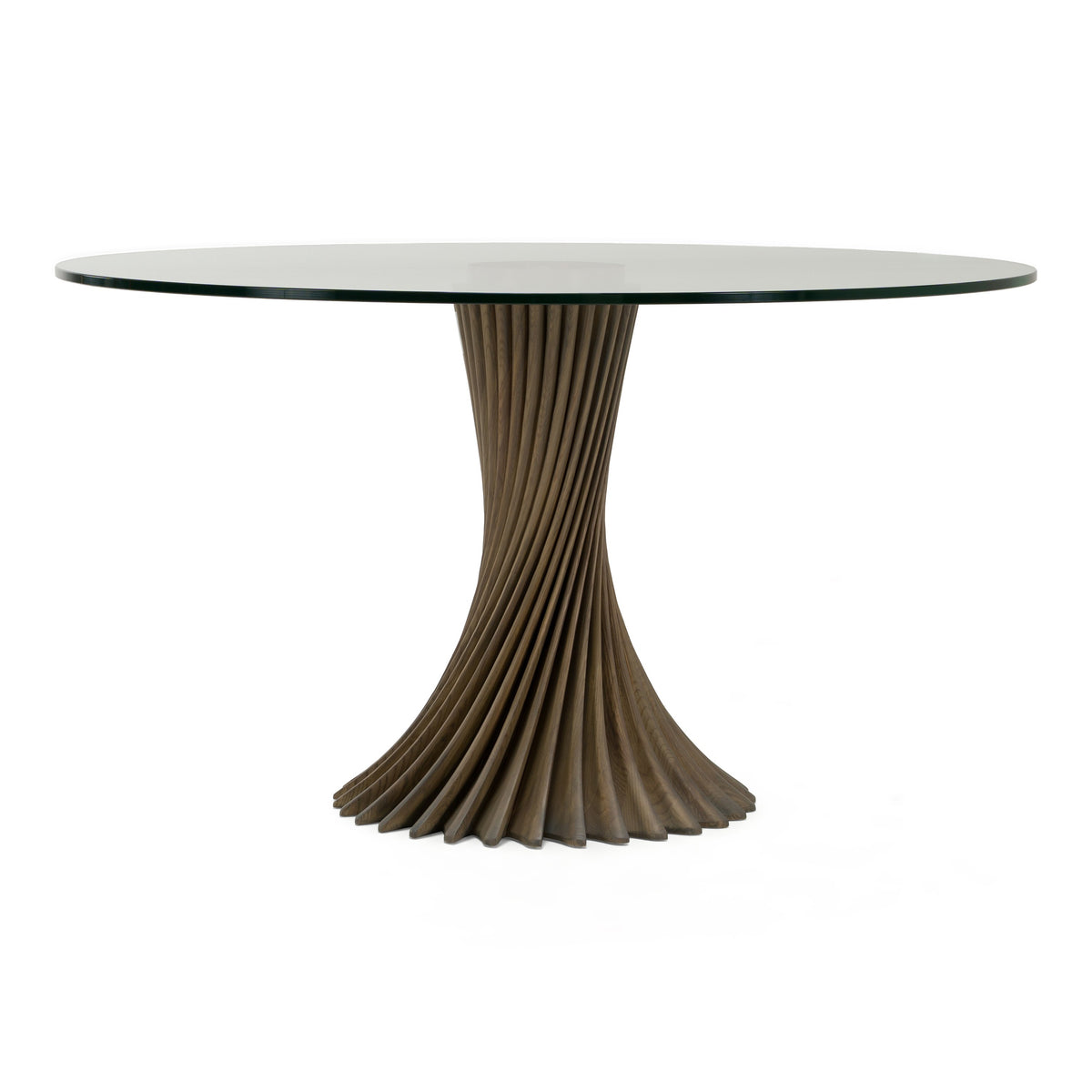 Ocasio Modern Glass + Grey Ash Round Dining Table
