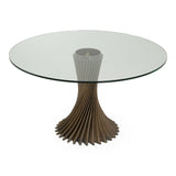 Ocasio Modern Glass + Grey Ash Round Dining Table