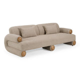 Odette Modern Beige Fabric + White Burl Sofa