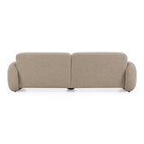 Odette Modern Beige Fabric + White Burl Sofa