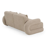 Odette Modern Beige Fabric + White Burl Loveseat Sofa