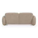 Odette Modern Beige Fabric + White Burl Loveseat Sofa