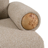 Odette Modern Beige Fabric + White Burl Loveseat Sofa