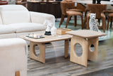 Osaka Modern Faux Marble + Natural Ash Coffee Table