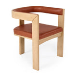 Oshana Modern Rust Leatherette + White Oak Dining Chair