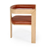 Oshana Modern Rust Leatherette + White Oak Dining Chair