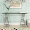 Ostro Modern Stainless Steel + Glass Desk