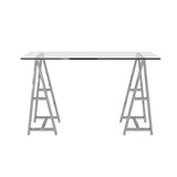 Ostro Modern Stainless Steel + Glass Desk