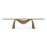 Pangea Mid-Century Modern Glass + Buckwheat Ash Rectangular Dining Table
