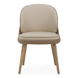 Pangea Mid-Century Modern Cream & Taupe Vegan Leather + Buckwheat Ash Dining Chair (Set of 2)